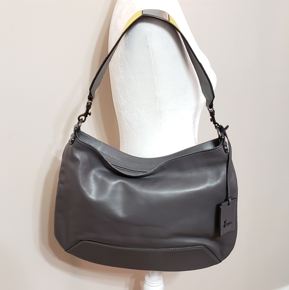 Lacucci grey Italian leather satchel bag - Picture 4 of 8